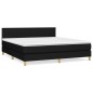 vidaXL Cama box spring con colchón tela negro 160x200 cm