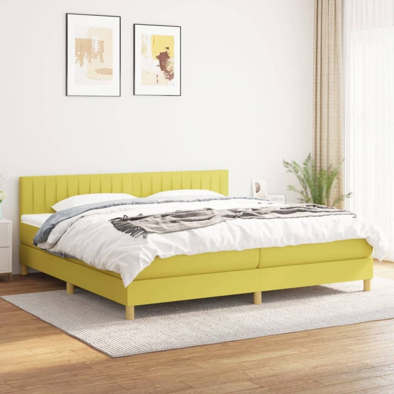 vidaXL Cama box spring con colchón tela verde 200x200 cm vidaXL Cama box spring con colchón tela verde 200x200 cm