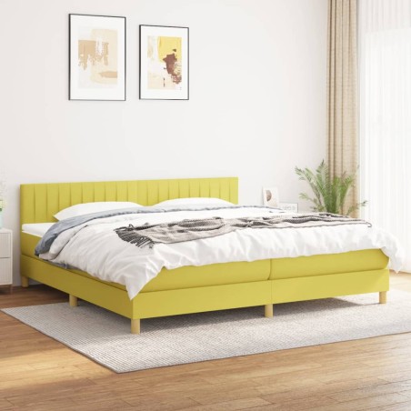 vidaXL Cama box spring con colchón tela verde 200x200 cm