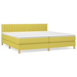 vidaXL Cama box spring con colchón tela verde 200x200 cm