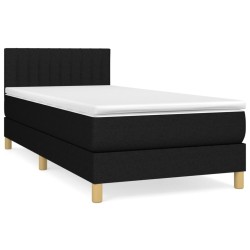 vidaXL Cama box spring con colchón tela negro 90x200 cm