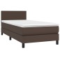 vidaXL Cama box spring con colchón cuero sintético marrón 90x200 cm vidaXL Cama box spring con colchón cuero sintético marrón 90x200 cm