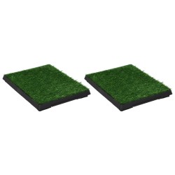vidaXL Inodoros mascotas con bandeja césped artificial 2 uds 63x50x7cm