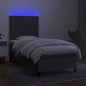 vidaXL Cama box spring colchón y luces LED tela gris oscuro 80x200 cm vidaXL Cama box spring colchón y luces LED tela gris oscuro 80x200 cm