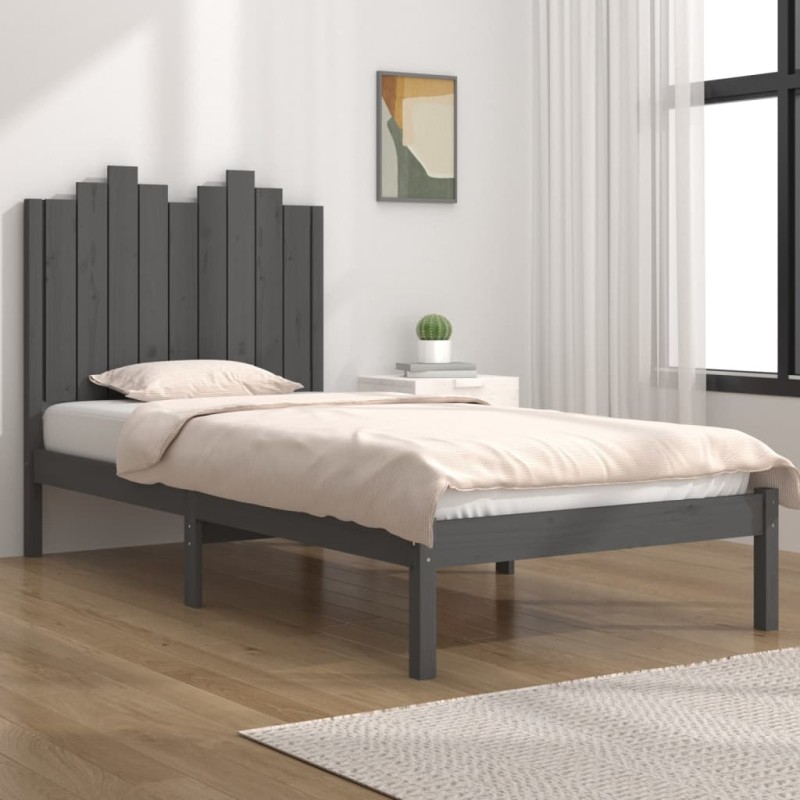 vidaXL Estructura de cama de madera maciza de pino gris 100x200 cm vidaXL Estructura de cama de madera maciza de pino gris 100x200 cm