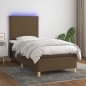 vidaXL Cama box spring colchón y luces LED tela marrón oscuro 90x200cm vidaXL Cama box spring colchón y luces LED tela marrón oscuro 90x200cm