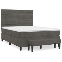 vidaXL Cama box spring con colchón terciopelo gris oscuro 140x190 cm