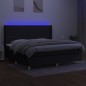 vidaXL Cama box spring colchón y luces LED tela negro 200x200 cm vidaXL Cama box spring colchón y luces LED tela negro 200x200 cm