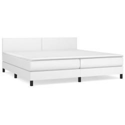 vidaXL Cama box spring con colchón cuero sintético blanco 200x200 cm