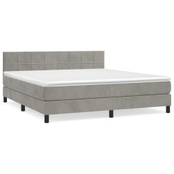 vidaXL Cama box spring con colchón terciopelo gris claro 180x200 cm