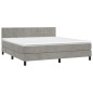 vidaXL Cama box spring con colchón terciopelo gris claro 180x200 cm vidaXL Cama box spring con colchón terciopelo gris claro 180x200 cm
