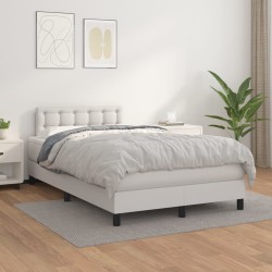 vidaXL Cama box spring con colchón cuero sintético blanco 120x200 cm