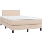vidaXL Cama box spring con colchón cuero sintético capuchino 120x200cm vidaXL Cama box spring con colchón cuero sintético capuchino 120x200cm
