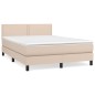 vidaXL Cama box spring con colchón cuero sintético capuchino 140x200cm vidaXL Cama box spring con colchón cuero sintético capuchino 140x200cm