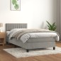 vidaXL Cama box spring con colchón terciopelo gris claro 90x190 cm vidaXL Cama box spring con colchón terciopelo gris claro 90x190 cm