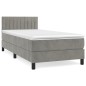 vidaXL Cama box spring con colchón terciopelo gris claro 90x190 cm vidaXL Cama box spring con colchón terciopelo gris claro 90x190 cm