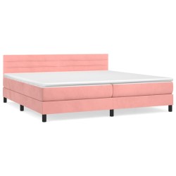 vidaXL Cama box spring con colchón terciopelo rosa 200x200 cm