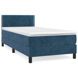vidaXL Cama box spring con colchón terciopelo azul oscuro 90x200 cm