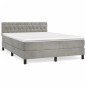vidaXL Cama box spring con colchón terciopelo gris claro 140x200 cm