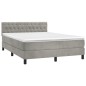 vidaXL Cama box spring con colchón terciopelo gris claro 140x200 cm