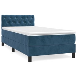 vidaXL Cama box spring con colchón terciopelo azul oscuro 80x200 cm
