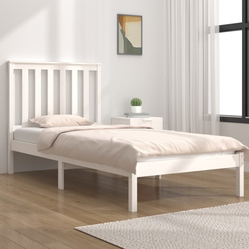 vidaXL Estructura de cama madera maciza de pino blanco 90x200 cm