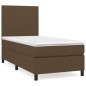 vidaXL Cama box spring con colchón tela marrón oscuro 100x200 cm vidaXL Cama box spring con colchón tela marrón oscuro 100x200 cm