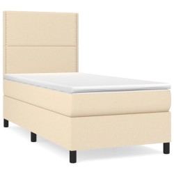 vidaXL Cama box spring con colchón tela color crema 100x200 cm