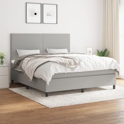 vidaXL Cama box spring con colchón tela gris claro 160x200 cm