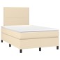 vidaXL Cama box spring con colchón tela color crema 120x200 cm vidaXL Cama box spring con colchón tela color crema 120x200 cm