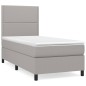 vidaXL Cama box spring con colchón tela gris claro 100x200 cm vidaXL Cama box spring con colchón tela gris claro 100x200 cm