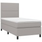 vidaXL Cama box spring con colchón tela gris claro 100x200 cm vidaXL Cama box spring con colchón tela gris claro 100x200 cm