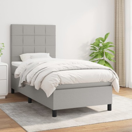 vidaXL Cama box spring con colchón tela gris claro 80x200 cm
