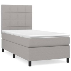 vidaXL Cama box spring con colchón tela gris claro 80x200 cm