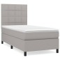vidaXL Cama box spring con colchón tela gris claro 80x200 cm