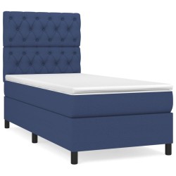 vidaXL Cama box spring con colchón tela azul 80x200 cm