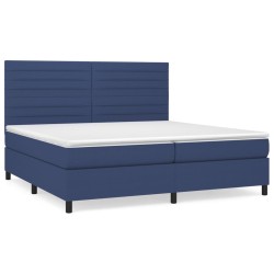vidaXL Cama box spring con colchón tela azul 200x200 cm