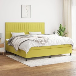 vidaXL Cama box spring con colchón tela verde 200x200 cm