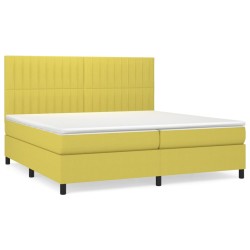 vidaXL Cama box spring con colchón tela verde 200x200 cm