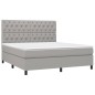 vidaXL Cama box spring con colchón tela gris claro 160x200 cm