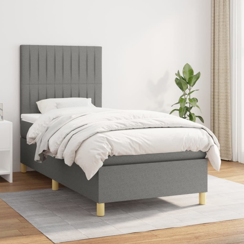 vidaXL Cama box spring con colchón tela gris oscuro 80x200 cm vidaXL Cama box spring con colchón tela gris oscuro 80x200 cm