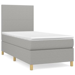 vidaXL Cama box spring con colchón tela gris claro 80x200 cm