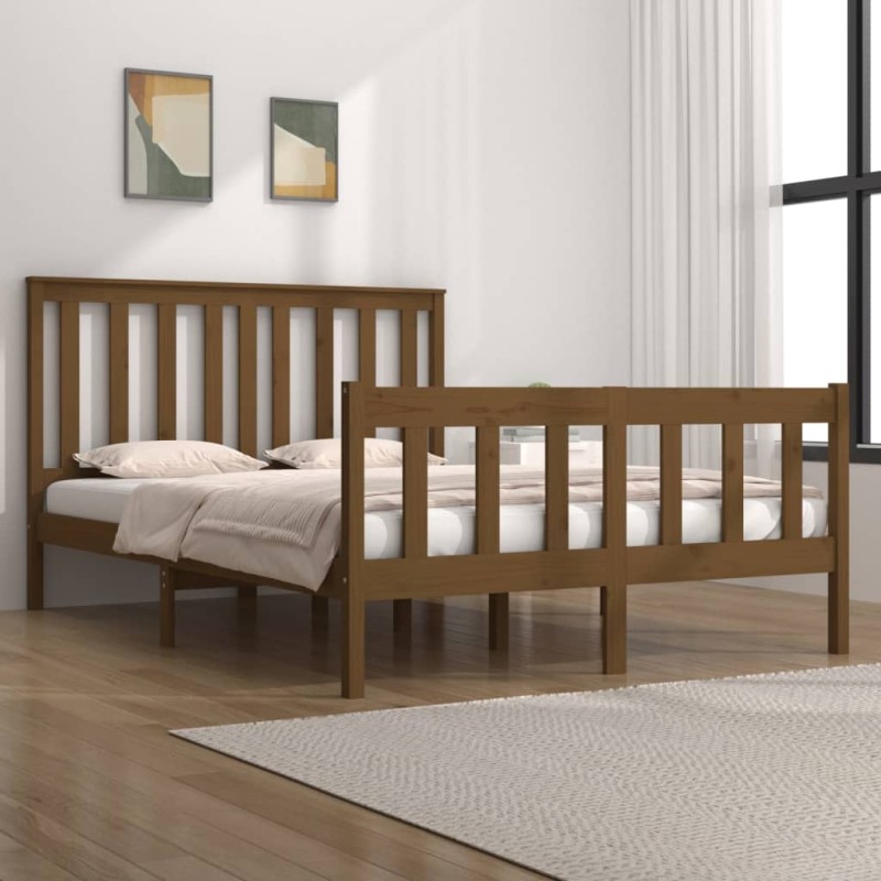 vidaXL Estructura de cama doble pequeña madera pino marrón 120x190 cm vidaXL Estructura de cama doble pequeña madera pino marrón 120x190 cm