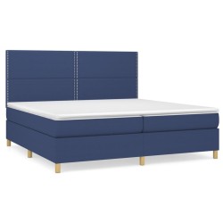 vidaXL Cama box spring con colchón tela azul 200x200 cm