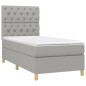 vidaXL Cama box spring con colchón tela gris claro 80x200 cm