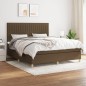 vidaXL Cama box spring con colchón tela marrón oscuro 160x200 cm vidaXL Cama box spring con colchón tela marrón oscuro 160x200 cm