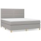 vidaXL Cama box spring con colchón tela gris claro 160x200 cm