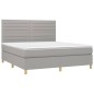 vidaXL Cama box spring con colchón tela gris claro 160x200 cm