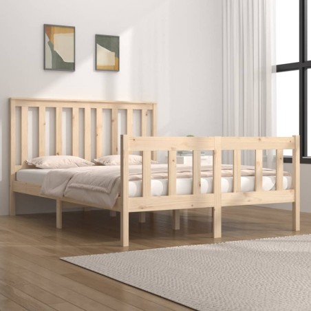 vidaXL Estructura de cama madera maciza de pino 135x190 cm