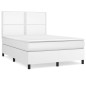 vidaXL Cama box spring con colchón cuero sintético blanco 140x190 cm vidaXL Cama box spring con colchón cuero sintético blanco 140x190 cm